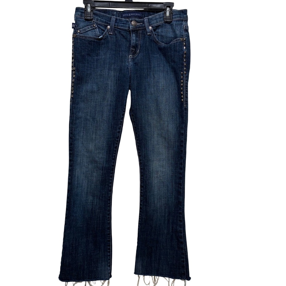 Rock Republic KASANDRA Dark Wash Studded Bootcut Jeans Women's Size 6 Western